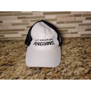 Pittsburgh Penguins Hat NHL Hockey Cap Mesh Labatt Adjustable Black & White